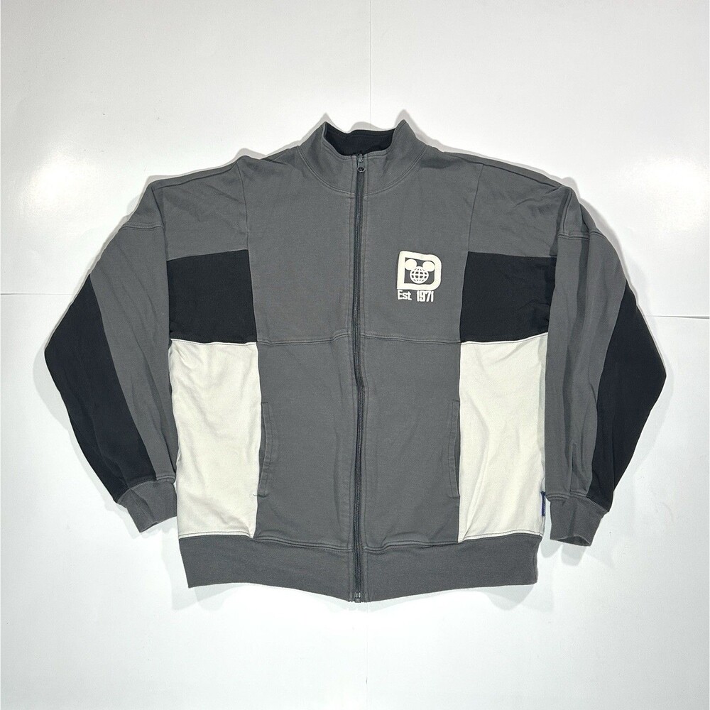 Walt Disney World Spirit Jersey Adult Gray White Black Track Jacket Zip Sz Small